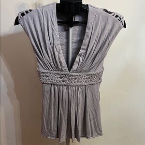 NWOT Sky Chic Women's Gray Blouse with Braided Detail